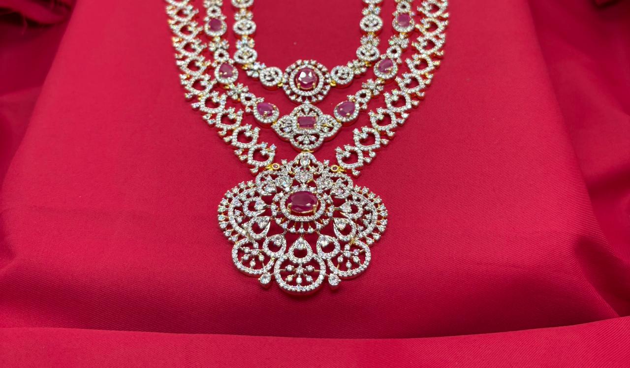 GJ Polishing 3 layers With Heart Shape Designed Long Necklace