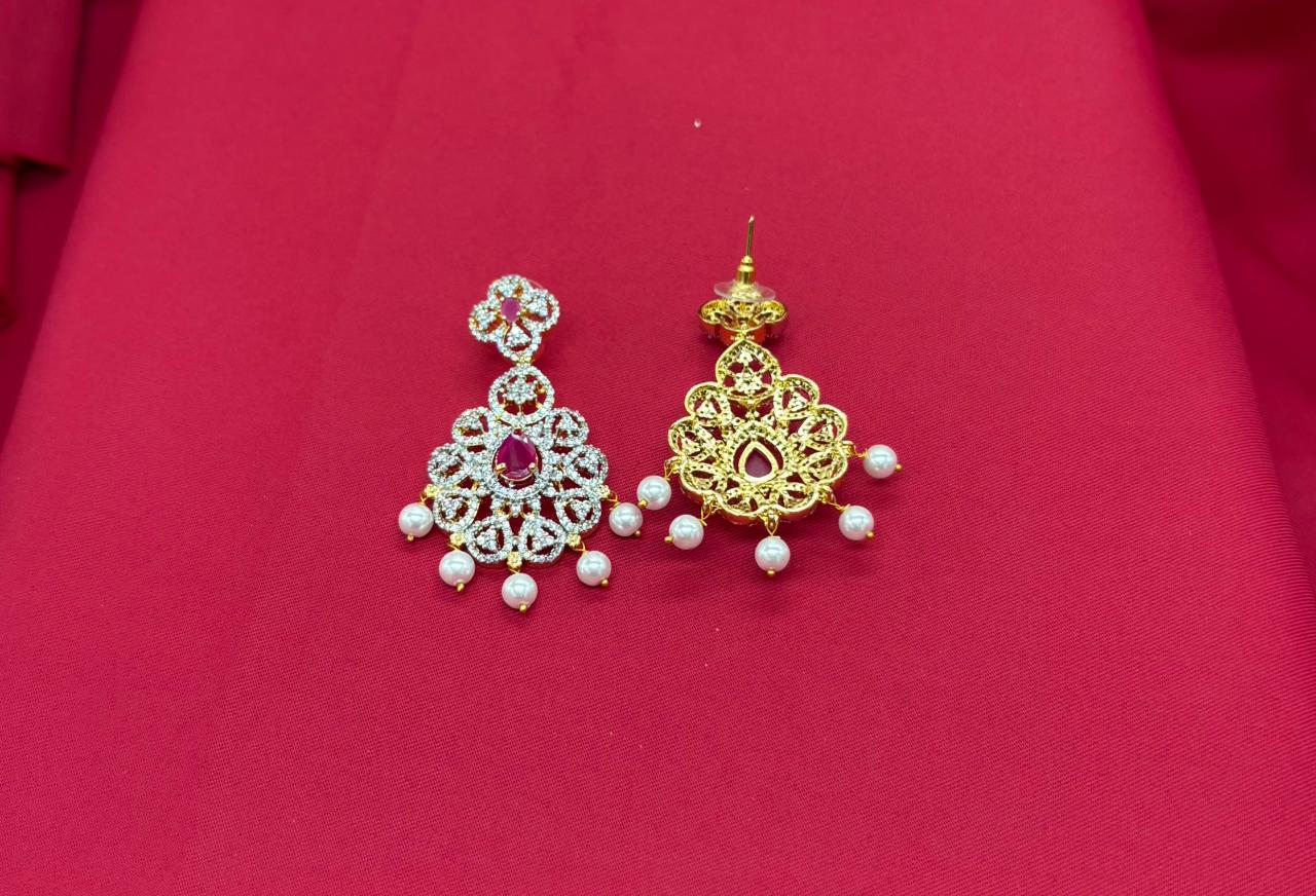 GJ Polishing White Pearls With Peacock Designed Long Necklace