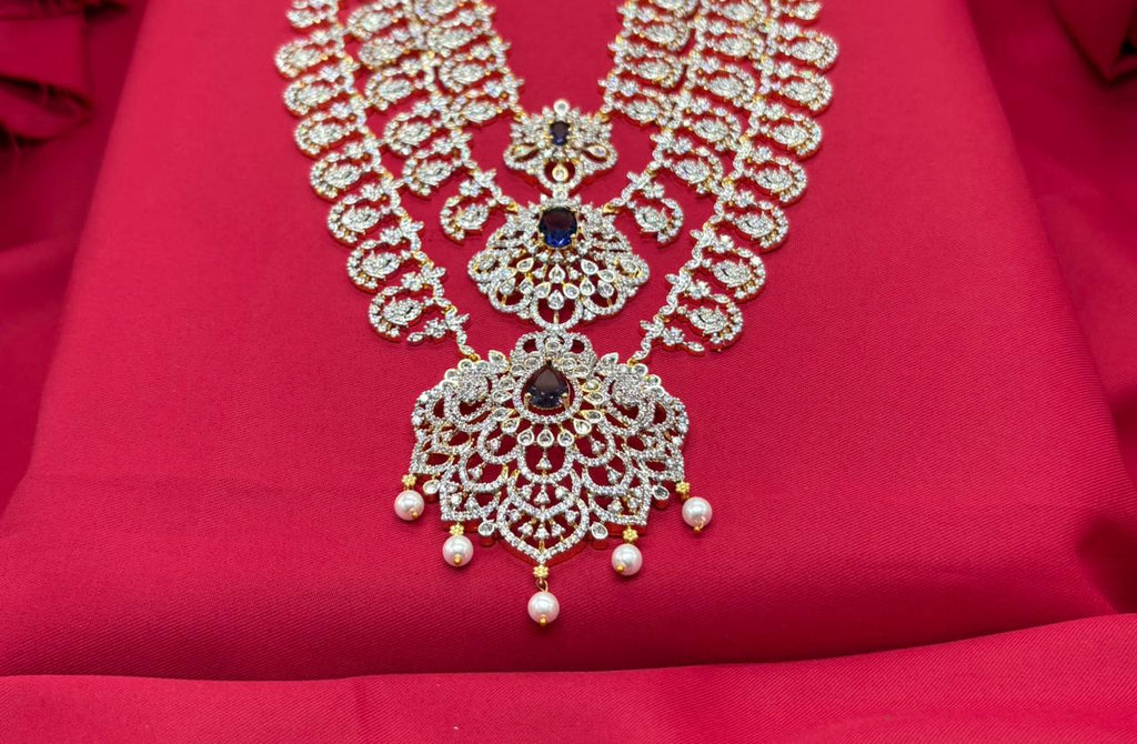 Gj polish Purple Stones Three Layered Long Necklace