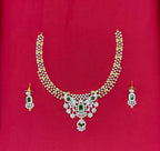 Gj polishing Green Stone With Peacock Designed  Short Necklace