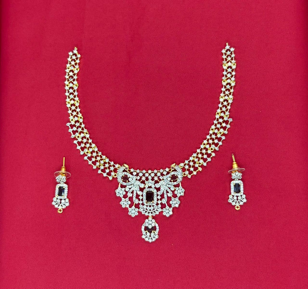 Gj polishing Purple Stone With Peacock Designed  Short Necklace