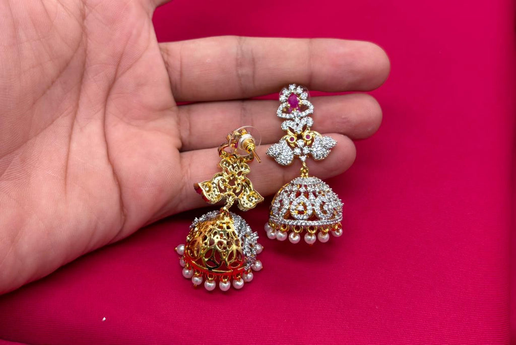 Gj polish Pink Stones With Maang Tikka Peacock Designed Long Necklace