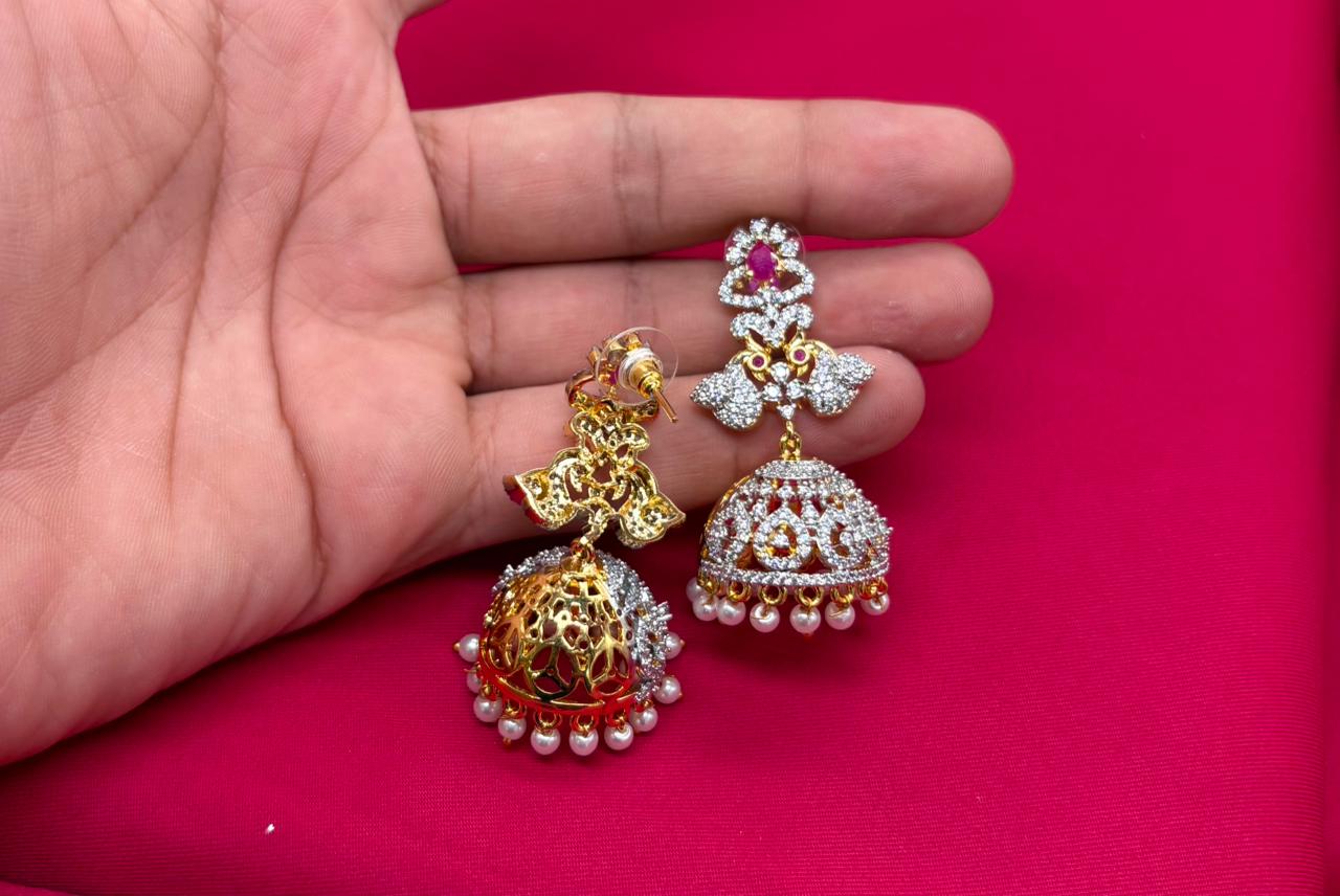 Gj polish Pink Stones With Maang Tikka Peacock Designed Long Necklace