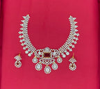 Gj polish Red Stone With Flower Designed Short Necklace