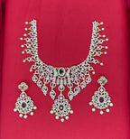 Gj polish White Pearls With Peacock Deigned Short Necklace