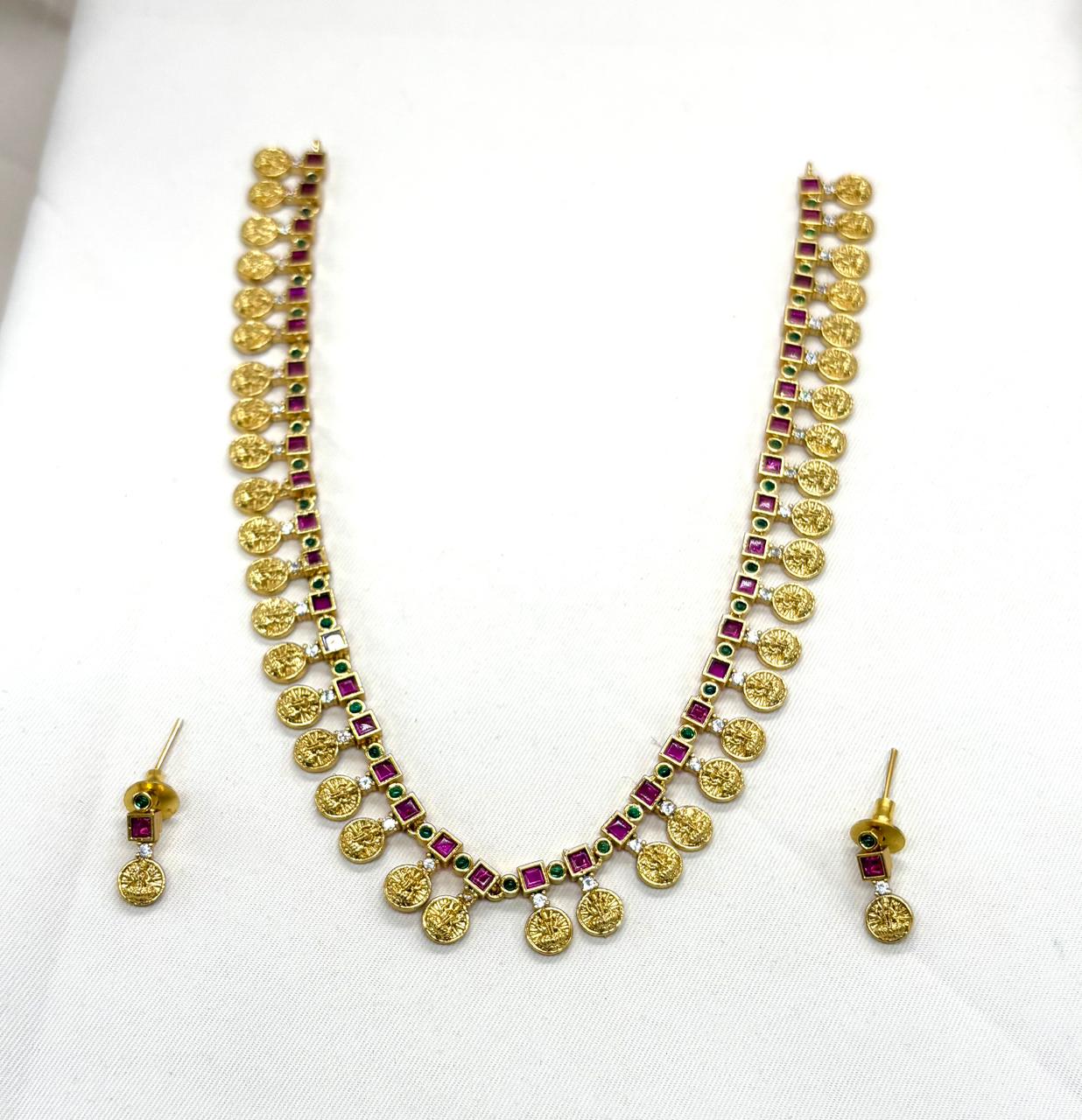 Gold finishing Lord Lakshmi Short Necklace