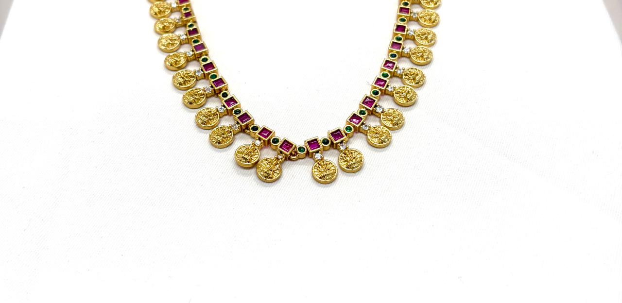Gold finishing Lord Lakshmi Short Necklace