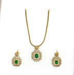 Gold finishing Green Stone short Necklace