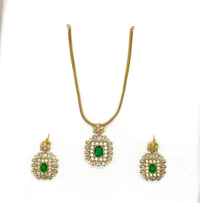 Gold finishing Green Stone short Necklace