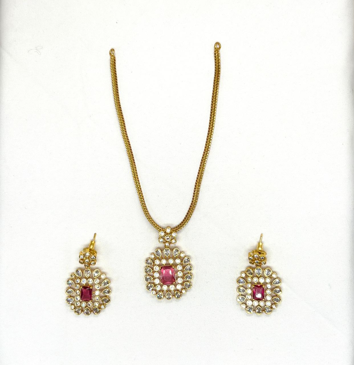 Gold finishing Red Stone short Necklace