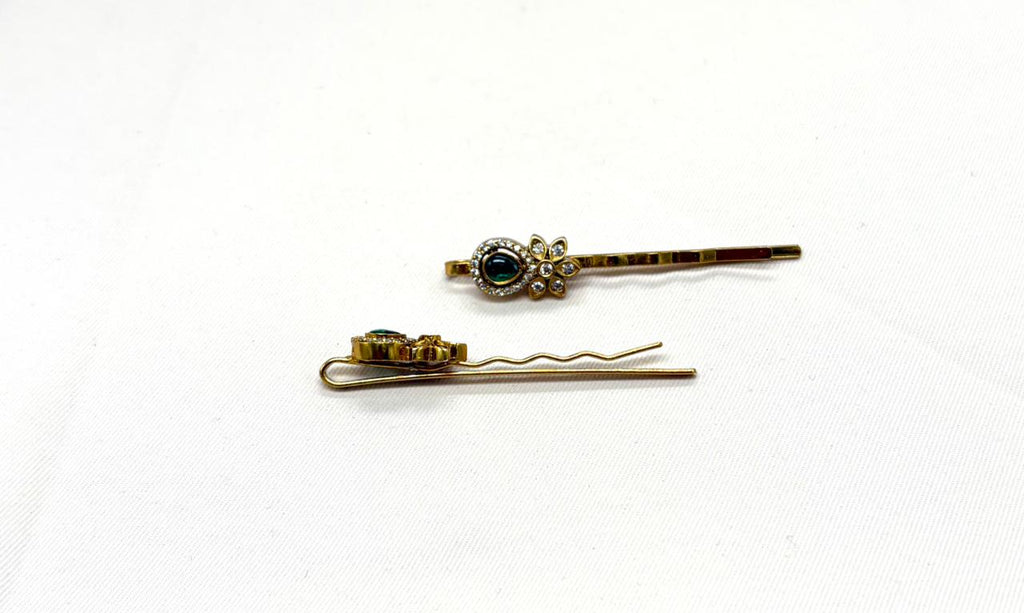 Victorian finishing With Green Stones Hair Clip