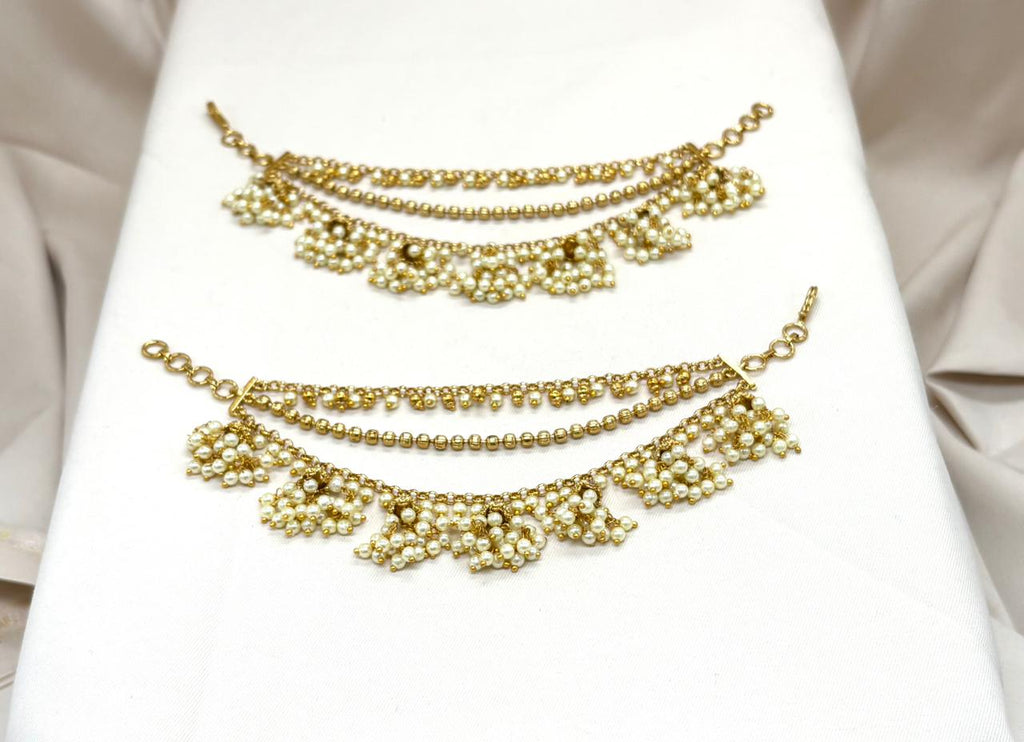 Matte finishing Champaswaralu With Jhumka White Pearls