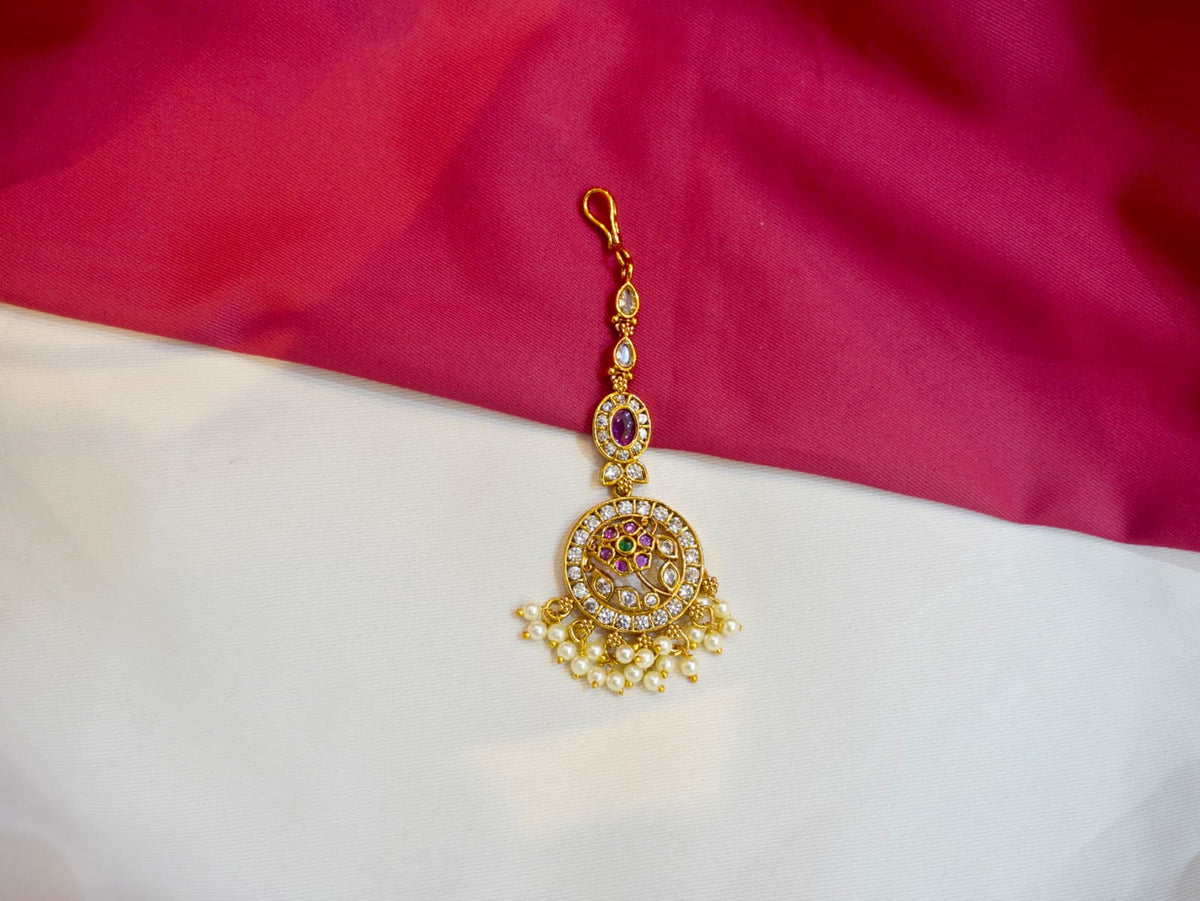 Polki Stone Pink Colour Papa Billa (Mang Tika)