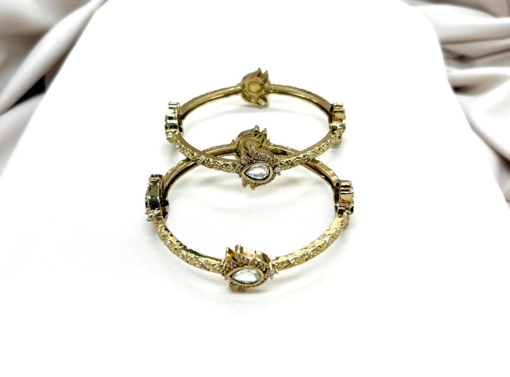 Victorian finishing White stone Flower designed Bangle