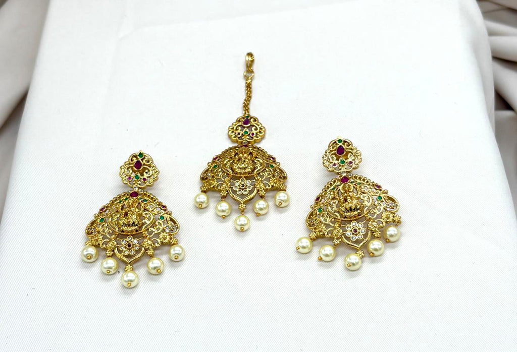 Matte finishing With Flower and Lord Lakshmi Designed Combo-Set