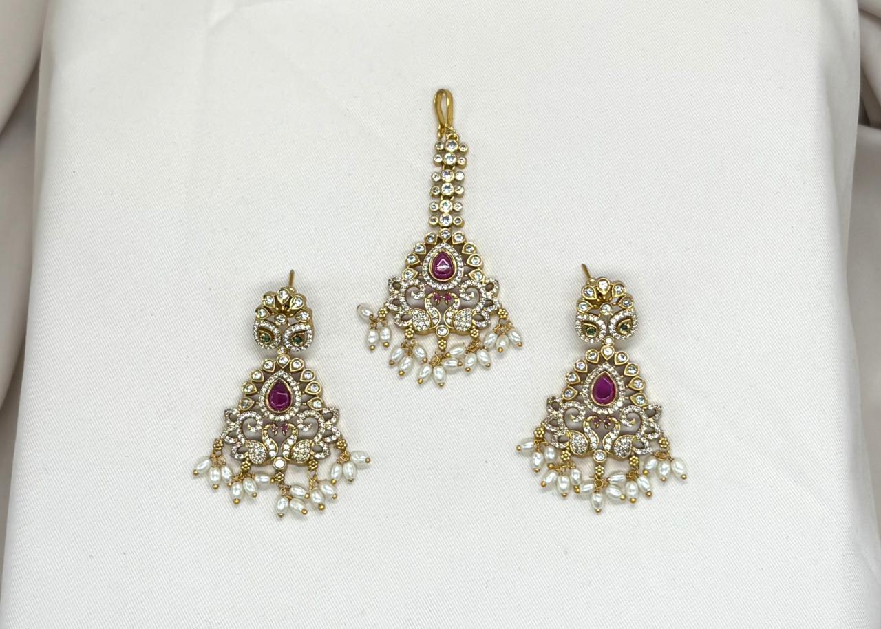 Matte finishing white white stone Combo-Set