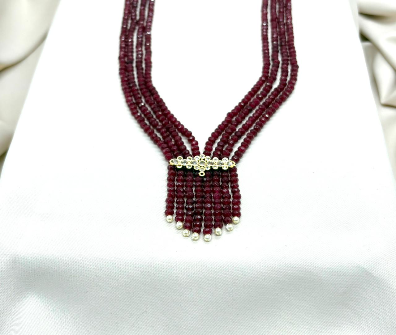 Maroon Multi-layered Onyx Beads Rani-Haram