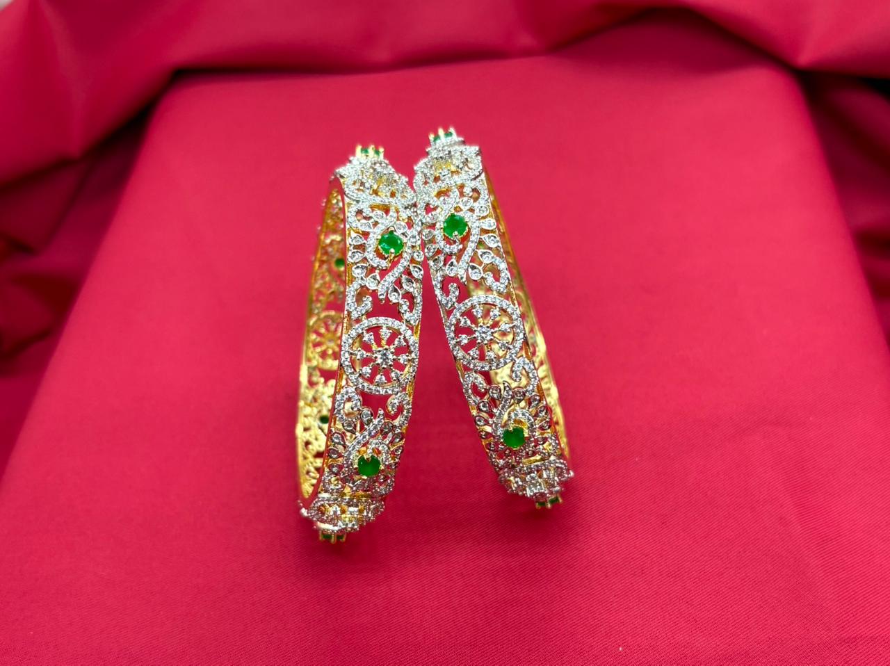 G.J Polishing with Green Stones Bangle