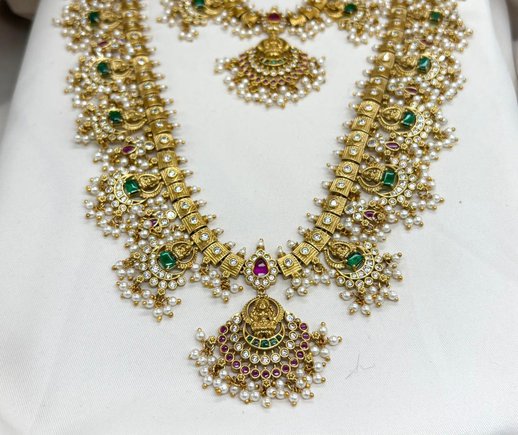 Nakshi finishing with white pearls Combo-Set