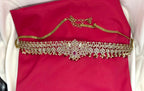 Victorian finishing with Maroon stones and peacock deigned  Chain Vaddanam