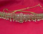 Victorian finishing with pink stones and peacock deigned  Vaddanam