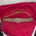 Victorian finishing with Green stones and peacock deigned Chain  Vaddanam