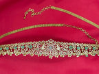 Victorian finishing with Mint-Green stones and peacock deigned Chain Vaddanam