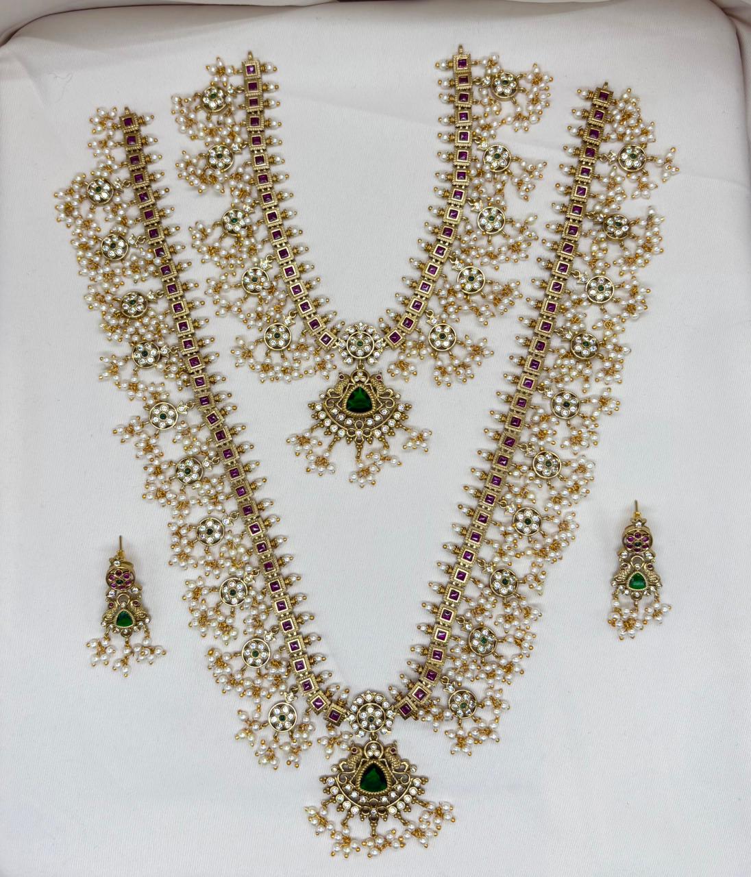 Nakshi finishing with white pearls Combo-Set