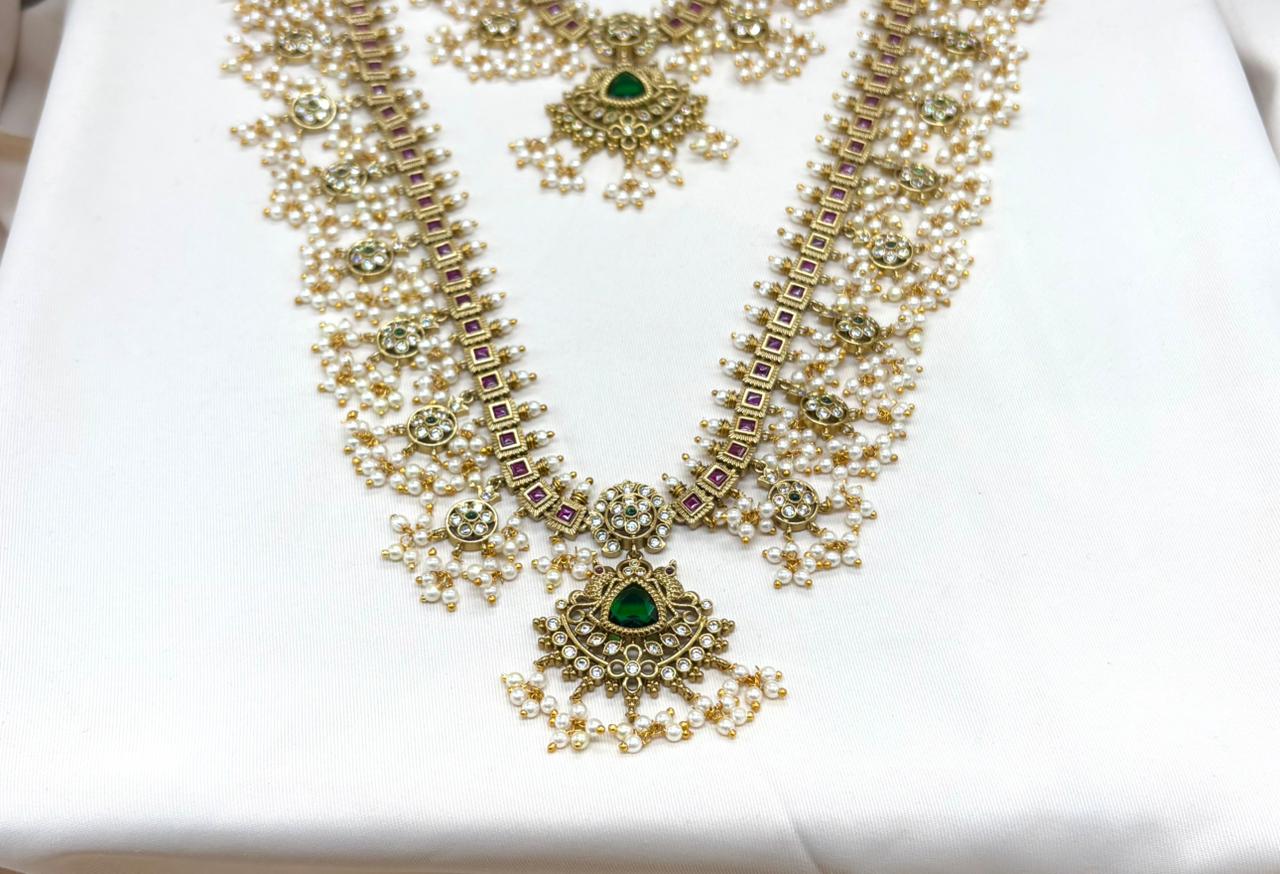 Nakshi finishing with white pearls Combo-Set