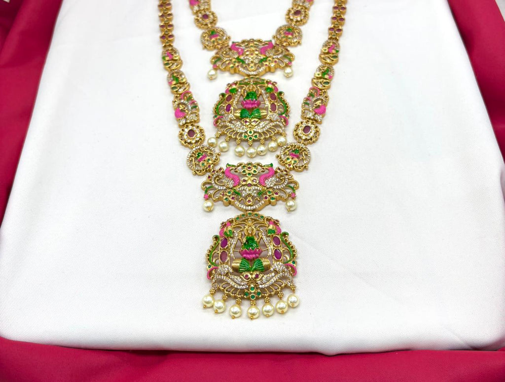 Meenakari Enamel Lord Lakshmi With Peacock Combo-Set