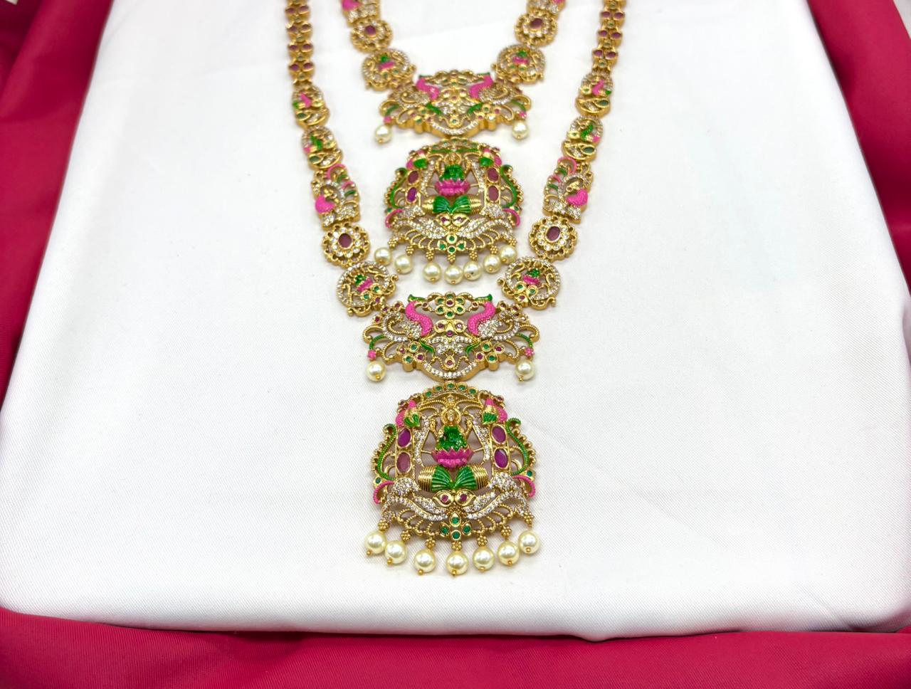 Meenakari Enamel Lord Lakshmi With Peacock Combo-Set