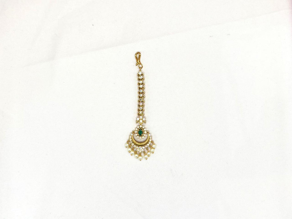 Matte finishing Maang Tikka With White Stones