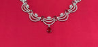Silver Short Necklace with Red stones