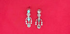 Silver Short Necklace with Flower designed Mint-Green