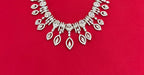 Silver Short Necklace with Leaf designed White