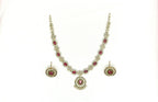 Victorian finishing With Red Stones Short Necklace