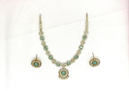 Victorian finishing With Mint-Green Stones Short Necklace