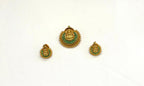 Matte finishing Lakshmi Devi Locket with Green stones