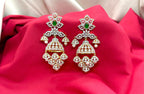 G.J polishing With Green Stone Jhumka