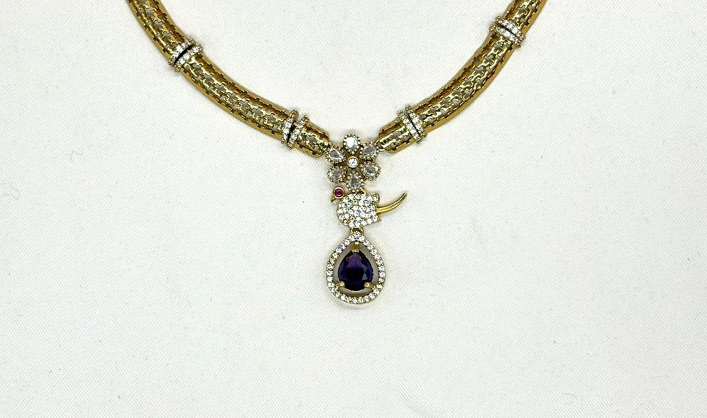 Victorian finishing Purple Stone Parrot Designed Kanti