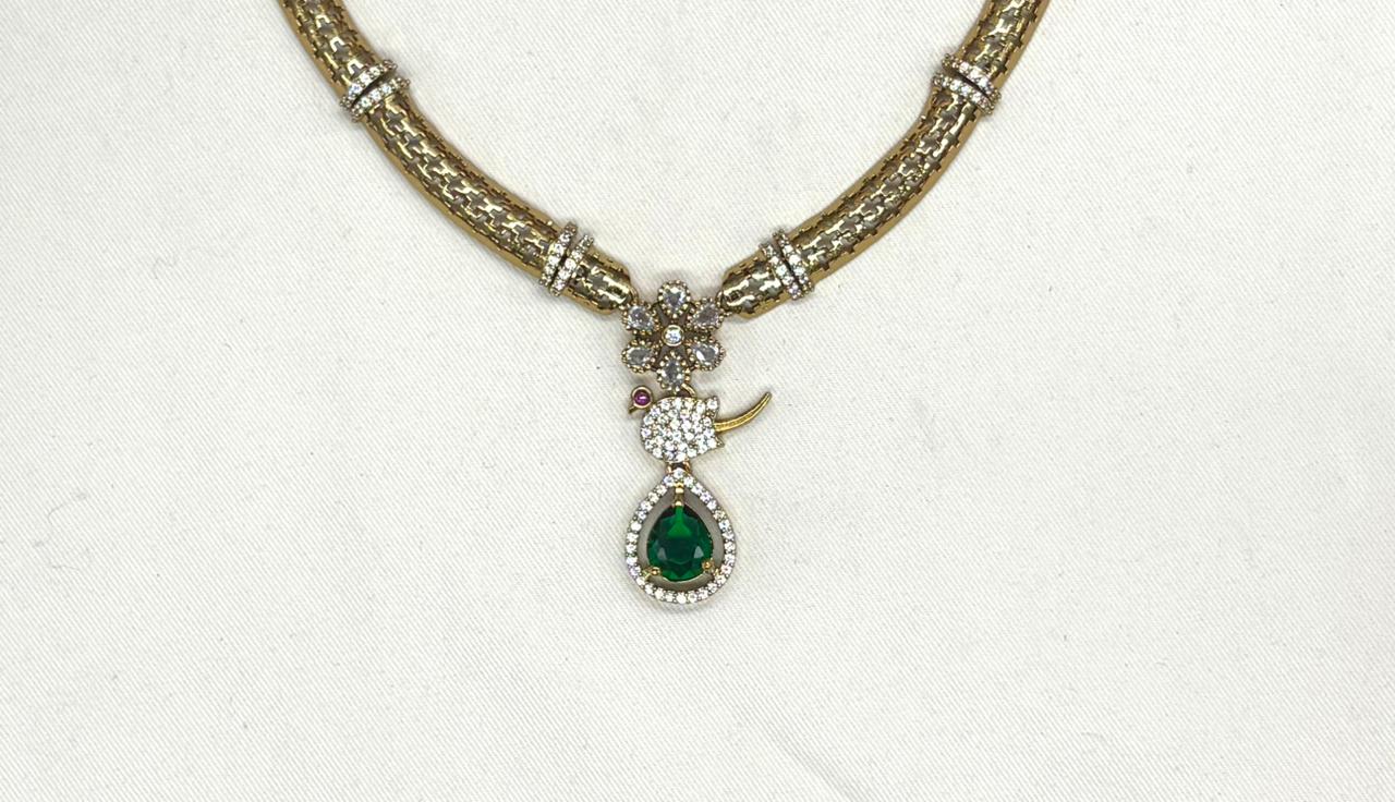 Victorian finishing Green Stone Parrot Designed Kanti