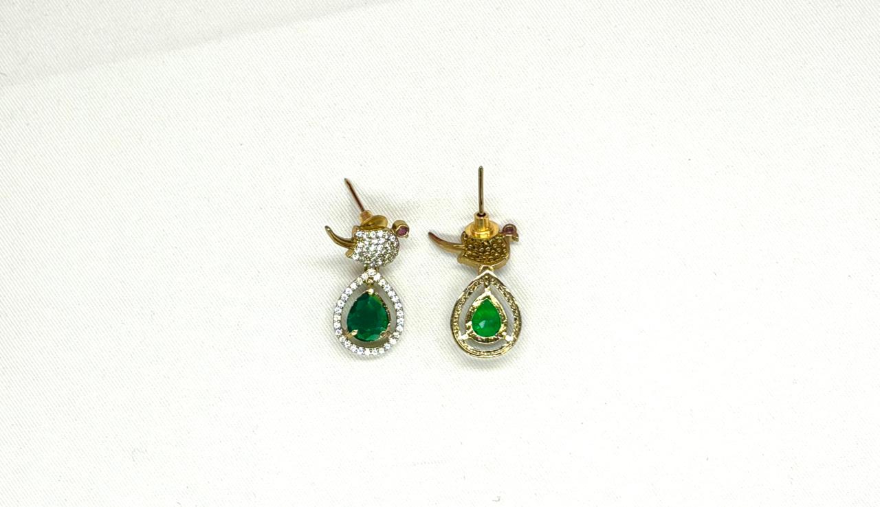 Victorian finishing Green Stone Parrot Designed Kanti