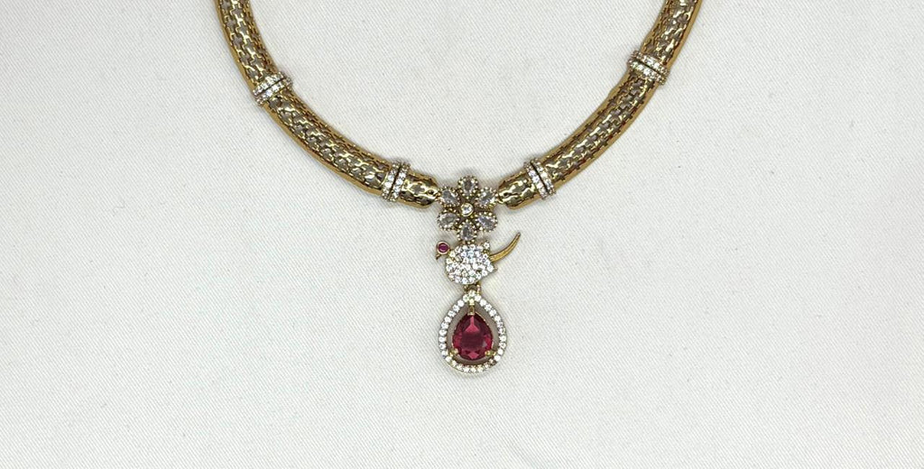 Victorian finishing Red Stone Parrot Designed Kanti