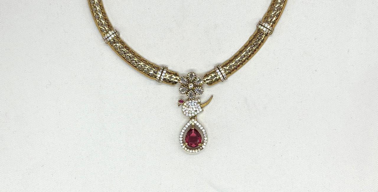 Victorian finishing Red Stone Parrot Designed Kanti