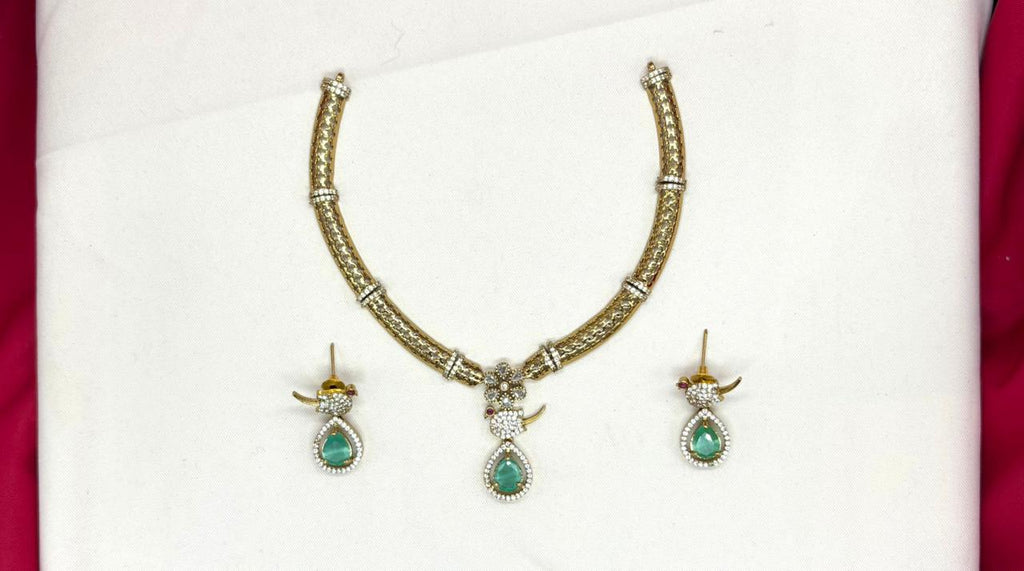 Victorian finishing Mint-Green Stone Parrot Designed Kanti