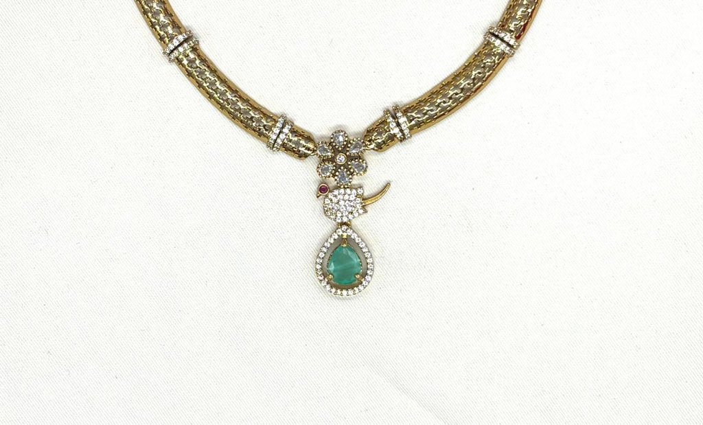 Victorian finishing Mint-Green Stone Parrot Designed Kanti