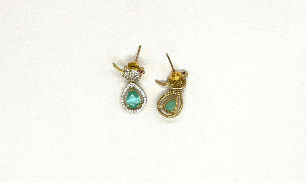 Victorian finishing Mint-Green Stone Parrot Designed Kanti