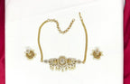 Matte finishing Peacock and white Stone Short Choker