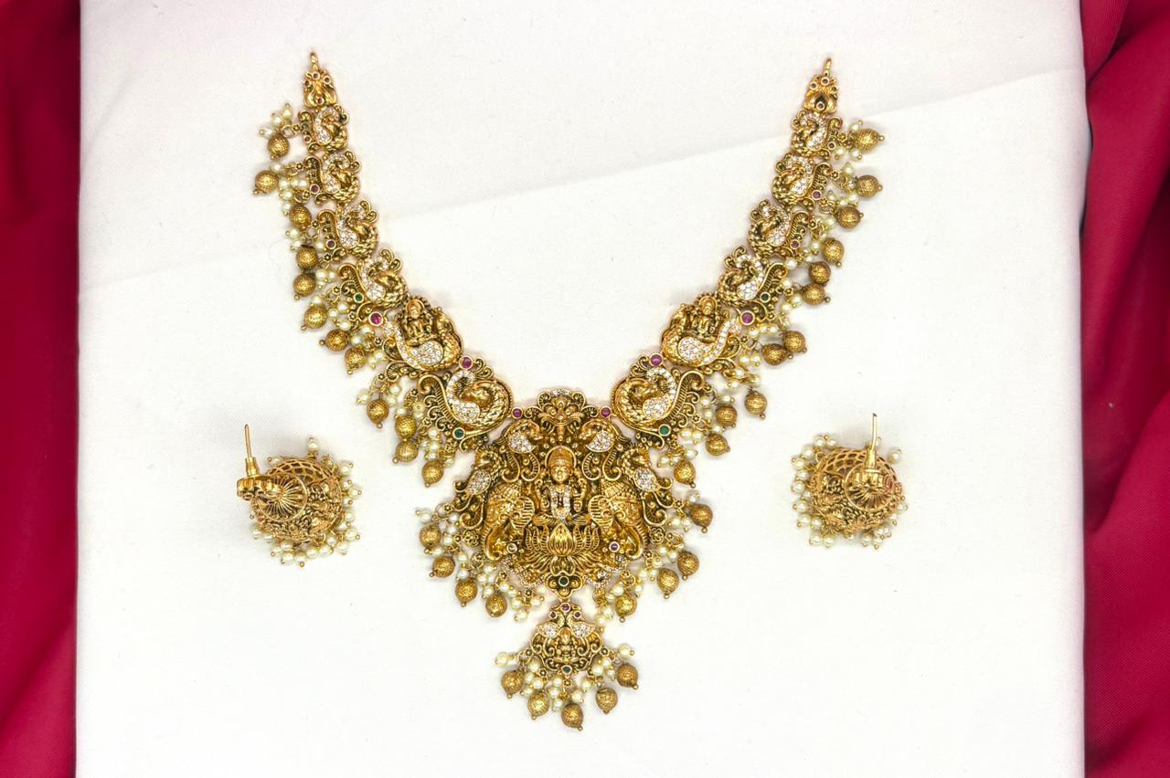 Nakshi finishing with peacock designed Short Necklace