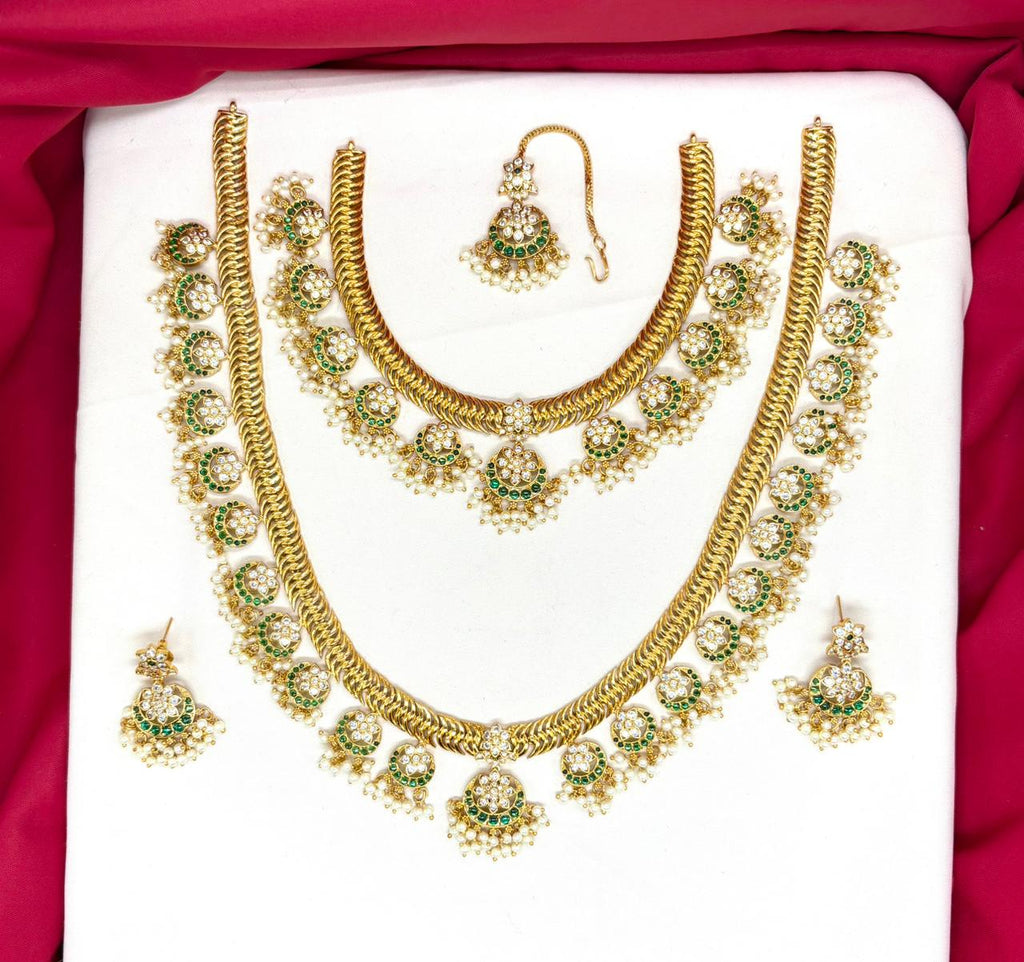 Jalebi with Green Kempu Stone Combo-Set